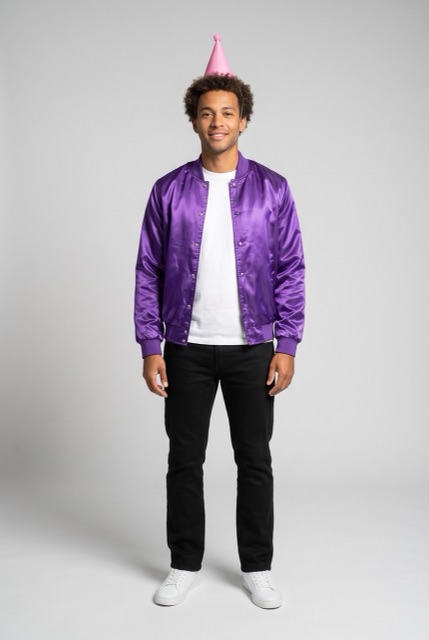 AI-made photo: a man in a purple bomber jacket